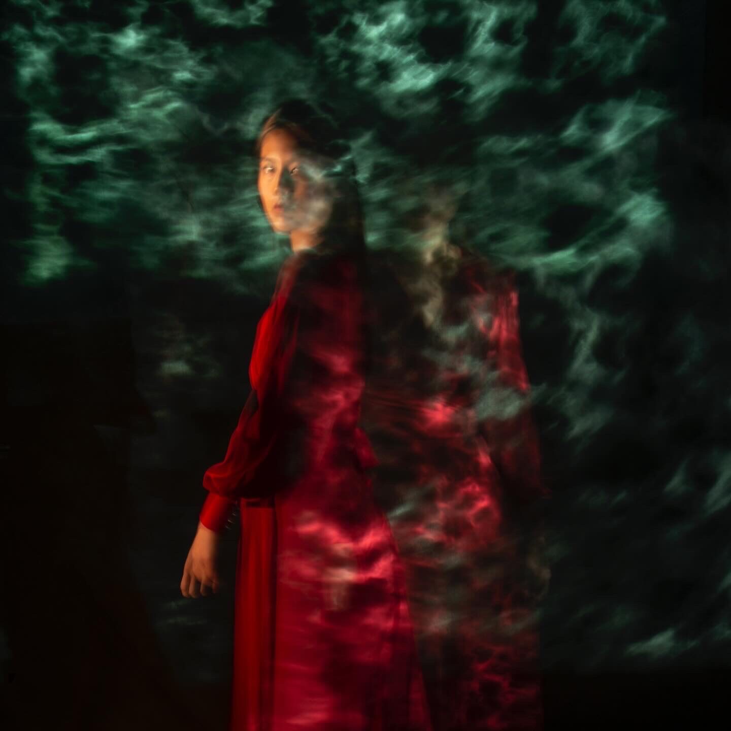 Portrait — light-painted with projection, Dhona × Jude