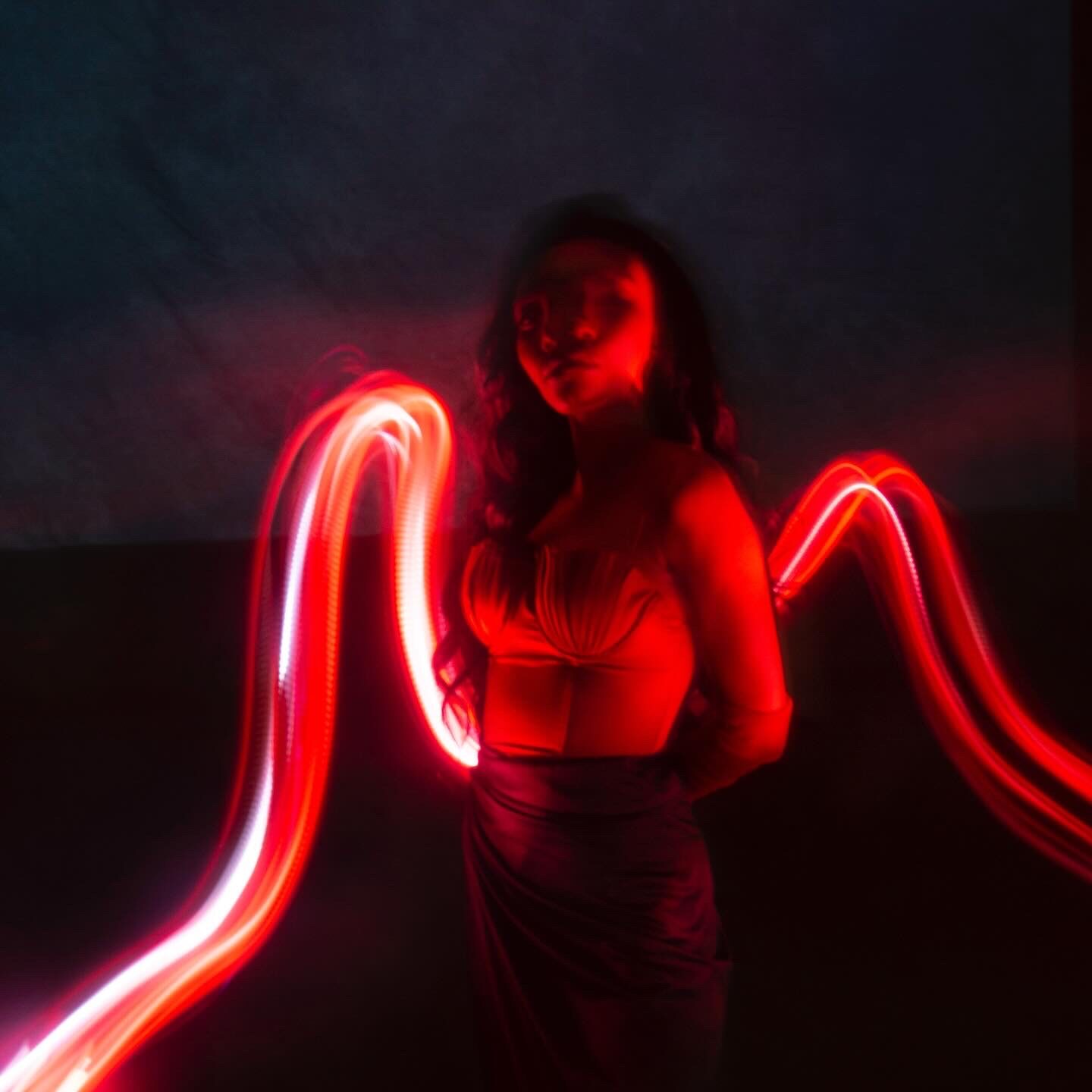 Portrait — light-painted with projection, Dhona × Jude