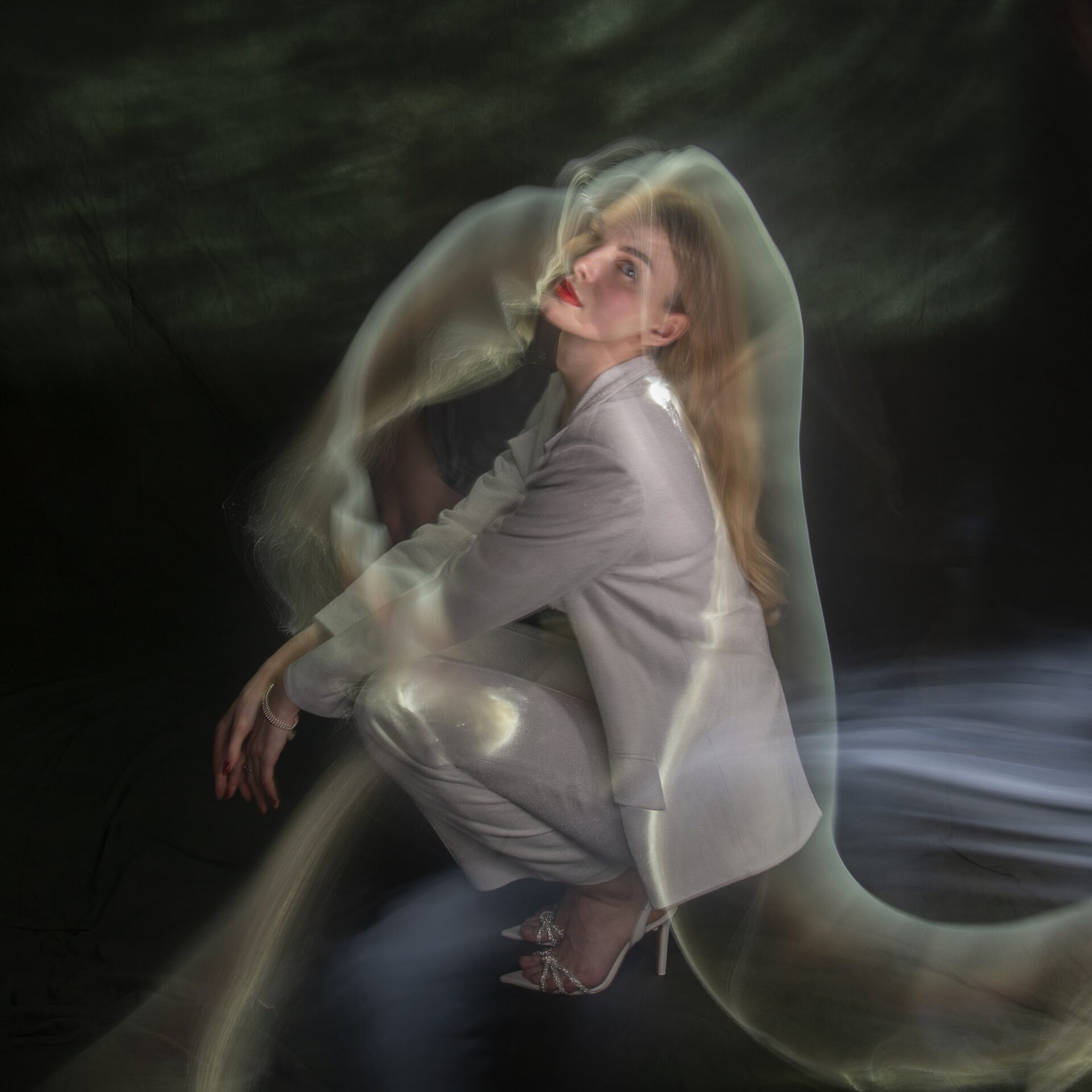 Portrait — light-painted with projection, Dhona × Jude